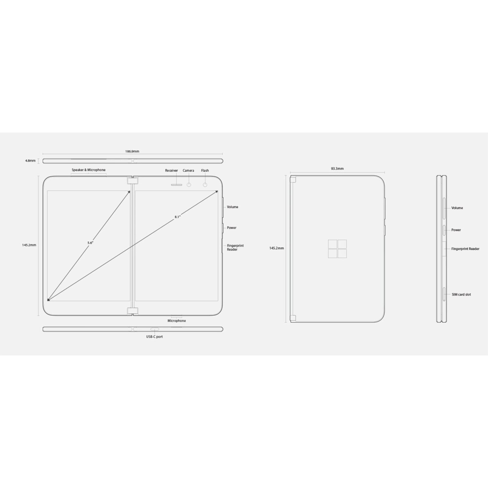 گوشی موبایل مایکروسافت مدل Surface Dou تک سیم کارت ظرفیت 128 گیگابایت و رم 6 گیگابایت